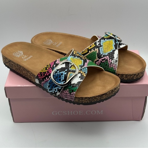GC Shoes Luna Multi Snake Print Sandals Size 9 - Picture 1 of 8